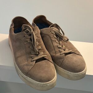 Men's Suede Low-Top Lace-Up Sneakers in Taupe